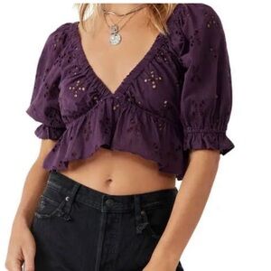 Free People Women's Gardenia Top  Size XL Purple New With Tags